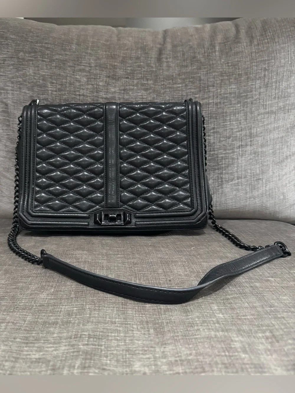 Rebecca Minkoff Jumbo Love Black Diamond Quilted Leather Crossbody